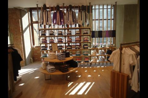 Denim displays on tables